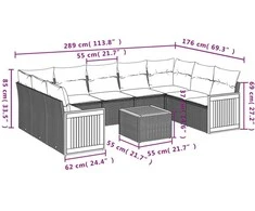 Sofa Sofos komplektas su pagalvėlėmis, 10 dalių, smėlio, poliratanas