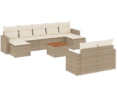 Sofa Sofos komplektas su pagalvėlėmis, 10 dalių, smėlio, poliratanas