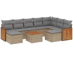Sofa Sofos komplektas su pagalvėlėmis, 10 dalių, smėlio, poliratanas