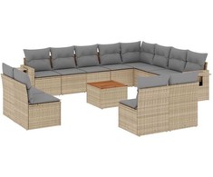 Sofa Sofos komplektas su pagalvėlėmis, 13 dalių, smėlio, poliratanas