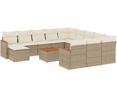 Sofa Sofos komplektas su pagalvėlėmis, 13 dalių, smėlio, poliratanas