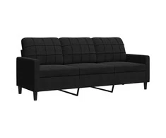 Sofa Sofos komplektas su pagalvėlėmis, 2 dalių, juodas, aksomas
