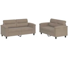 Sofa Sofos komplektas su pagalvėlėmis, 2 dalių, taupe, audinys