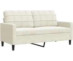Sofa Sofos komplektas su pagalvėlėmis, 3 dalių, kreminis, aksomas