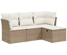 Sofa Sofos komplektas su pagalvėlėmis, 4 dalių, smėlio, poliratanas