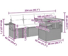 Sofa Sofos komplektas su pagalvėlėmis, 5 dalių, smėlio, poliratanas