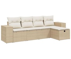 Sofa Sofos komplektas su pagalvėlėmis, 5 dalių, smėlio, poliratanas