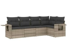 Sofa Sofos komplektas su pagalvėlėmis, 5 dalių, pilkas, poliratanas