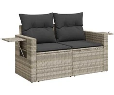 Sofa Sofos komplektas su pagalvėlėmis, 5 dalių, pilkas, poliratanas