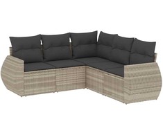 Sofa Sofos komplektas su pagalvėlėmis, 5 dalių, pilkas, poliratanas