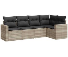 Sofa Sofos komplektas su pagalvėlėmis, 5 dalių, pilkas, poliratanas