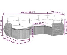 Sofa Sofos komplektas su pagalvėlėmis, 6 dalių, pilkas, poliratanas
