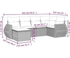 Sofa Sofos komplektas su pagalvėlėmis, 6 dalių, pilkas, poliratanas