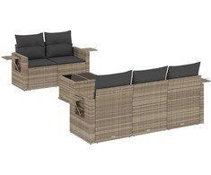 Sofa Sofos komplektas su pagalvėlėmis, 6 dalių, pilkas, poliratanas