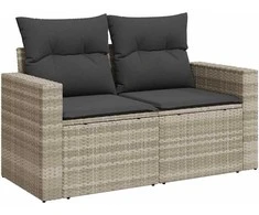 Sofa Sofos komplektas su pagalvėlėmis, 6 dalių, pilkas, poliratanas