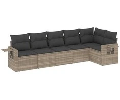 Sofa Sofos komplektas su pagalvėlėmis, 6 dalių, pilkas, poliratanas