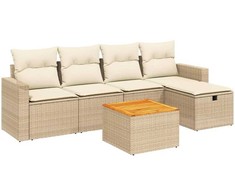 Sofa Sofos komplektas su pagalvėlėmis, 6 dalių, smėlio, poliratanas