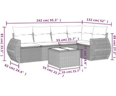 Sofa Sofos komplektas su pagalvėlėmis, 6 dalių, pilkas, poliratanas