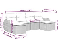 Sofa Sofos komplektas su pagalvėlėmis, 6 dalių, pilkas, poliratanas