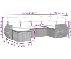 Sofa Sofos komplektas su pagalvėlėmis, 6 dalių, smėlio, poliratanas