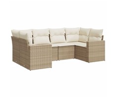 Sofa Sofos komplektas su pagalvėlėmis, 6 dalių, smėlio, poliratanas