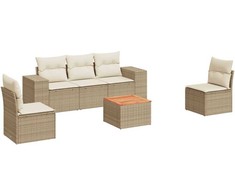 Sofa Sofos komplektas su pagalvėlėmis, 6 dalių, smėlio, poliratanas
