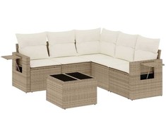 Sofa Sofos komplektas su pagalvėlėmis, 6 dalių, smėlio, poliratanas
