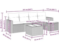 Sofa Sofos komplektas su pagalvėlėmis, 6 dalių, pilkas, poliratanas