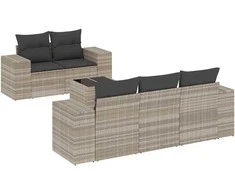 Sofa Sofos komplektas su pagalvėlėmis, 6 dalių, pilkas, poliratanas
