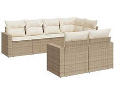 Sofa Sofos komplektas su pagalvėlėmis, 7 dalių, smėlio, poliratanas
