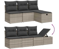 Sofa Sofos komplektas su pagalvėlėmis, 7 dalių, pilkas, poliratanas