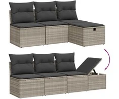 Sofa Sofos komplektas su pagalvėlėmis, 7 dalių, pilkas, poliratanas