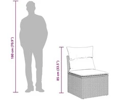 Sofa Sofos komplektas su pagalvėlėmis, 7 dalių, juodas, poliratanas