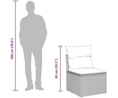 Sofa Sofos komplektas su pagalvėlėmis, 7 dalių, juodas, poliratanas