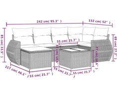 Sofa Sofos komplektas su pagalvėlėmis, 7 dalių, smėlio, poliratanas