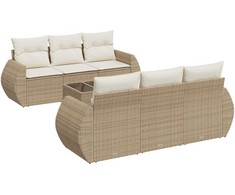 Sofa Sofos komplektas su pagalvėlėmis, 7 dalių, smėlio, poliratanas