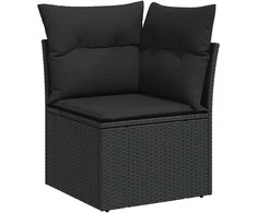 Sofa Sofos komplektas su pagalvėlėmis, 7 dalių, juodas, poliratanas