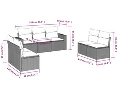Sofa Sofos komplektas su pagalvėlėmis, 7 dalių, smėlio, poliratanas