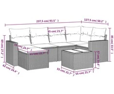 Sofa Sofos komplektas su pagalvėlėmis, 7 dalių, smėlio, poliratanas