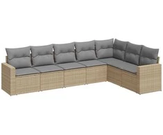 Sofa Sofos komplektas su pagalvėlėmis, 7 dalių, smėlio, poliratanas
