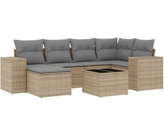 Sofa Sofos komplektas su pagalvėlėmis, 7 dalių, smėlio, poliratanas