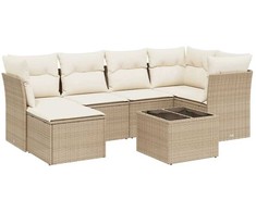 Sofa Sofos komplektas su pagalvėlėmis, 7 dalių, smėlio, poliratanas