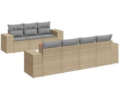 Sofa Sofos komplektas su pagalvėlėmis, 8 dalių, smėlio, poliratanas