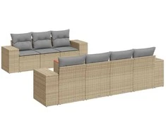 Sofa Sofos komplektas su pagalvėlėmis, 8 dalių, smėlio, poliratanas