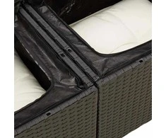 Sofa Sofos komplektas su pagalvėlėmis, 8 dalių, juodas, poliratanas