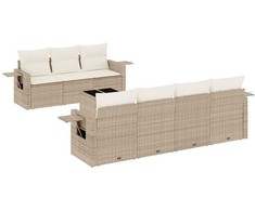 Sofa Sofos komplektas su pagalvėlėmis, 8 dalių, smėlio, poliratanas