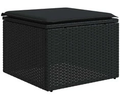 Lauko baldų komplektas Sofos komplektas su pagalvėlėmis, 8 dalių, juodas, poliratanas