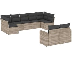 Sofa Sofos komplektas su pagalvėlėmis, 9 dalių, pilkas, poliratanas