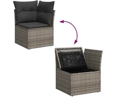 Sofa Sofos komplektas su pagalvėlėmis, 9 dalių, pilkas, poliratanas
