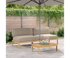 Sofa Sofos komplektas su pagalve 2 pcs Taupe Kietos akacijos mediena